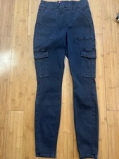 SPANX Stretch Twill Ankle Cargo Pants Washed Black-20311R-Size SMALL