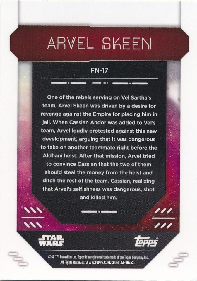 FN-17 ARVEL SKEEN 2023 Topps Finest Star Wars ANDOR | eBay