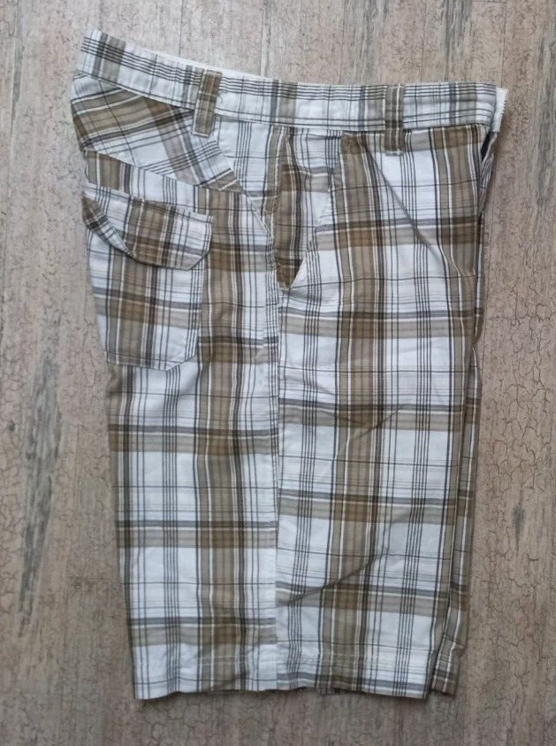 Indigo Milk Chino Shorts Men's 30 Brown Plaid Flat Front Cotton Blend Casual - Image 2 of 4