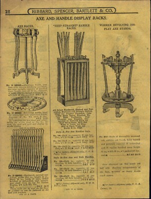 1915 PAPER AD Store Display RARE Revolving Axe Stand Rack Warren Brand