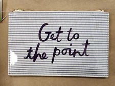 New Kate Spade "Get To The Point" Pencil Pouch Blue Stripe