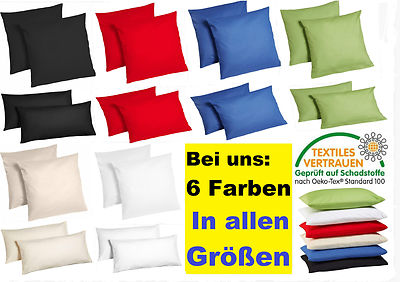 2er Pack Baumwolle Renforcé Kissenhülle Kissenbezug Deko Kissen Bezug Bezüge RV