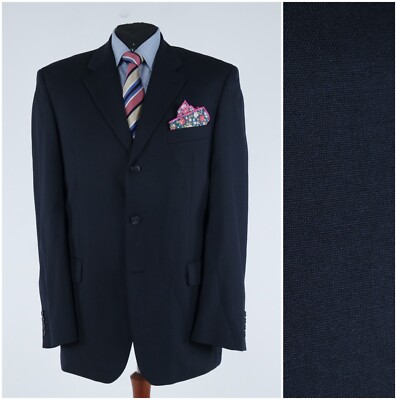 Mens DIGEL Sport Coat 44L US Size Navy Blue Wool Blazer Jacket