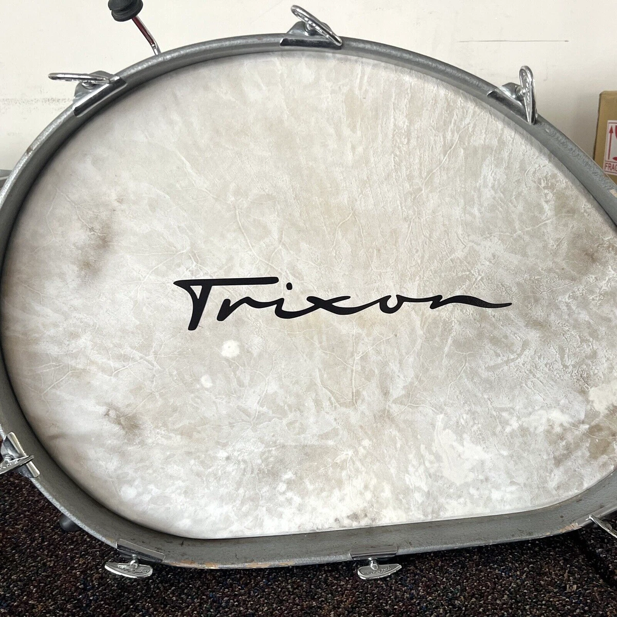 TRIXON Original Size Black Bass Drum Logo Stick On Heavy Vinyl