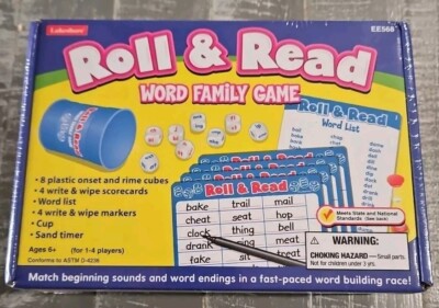 Lakeshore Roll & Read Word Family Game (EE568) Educational, Ages 6-8, NEW SEALED