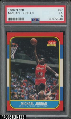 1986 Fleer Basketball #57 Michael Jordan Bulls RC Rookie HOF PSA 5 EX - Picture 1 of 2