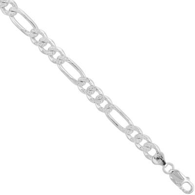 925 Sterlingsilber Pavé-Schliff abgeschrägte Figaro Gliederkette Halskette 8 mm 7'' bis 30''