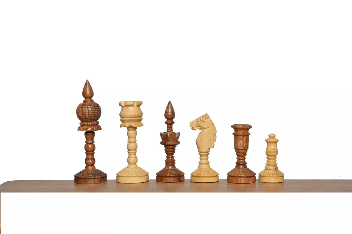 Artistic English Series Hand Carved Vintage Chess Pieces Only