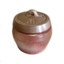 Vintage Studio Pottery Lidded Jar Signed Stoneware Covered Dish Handmade Rustic