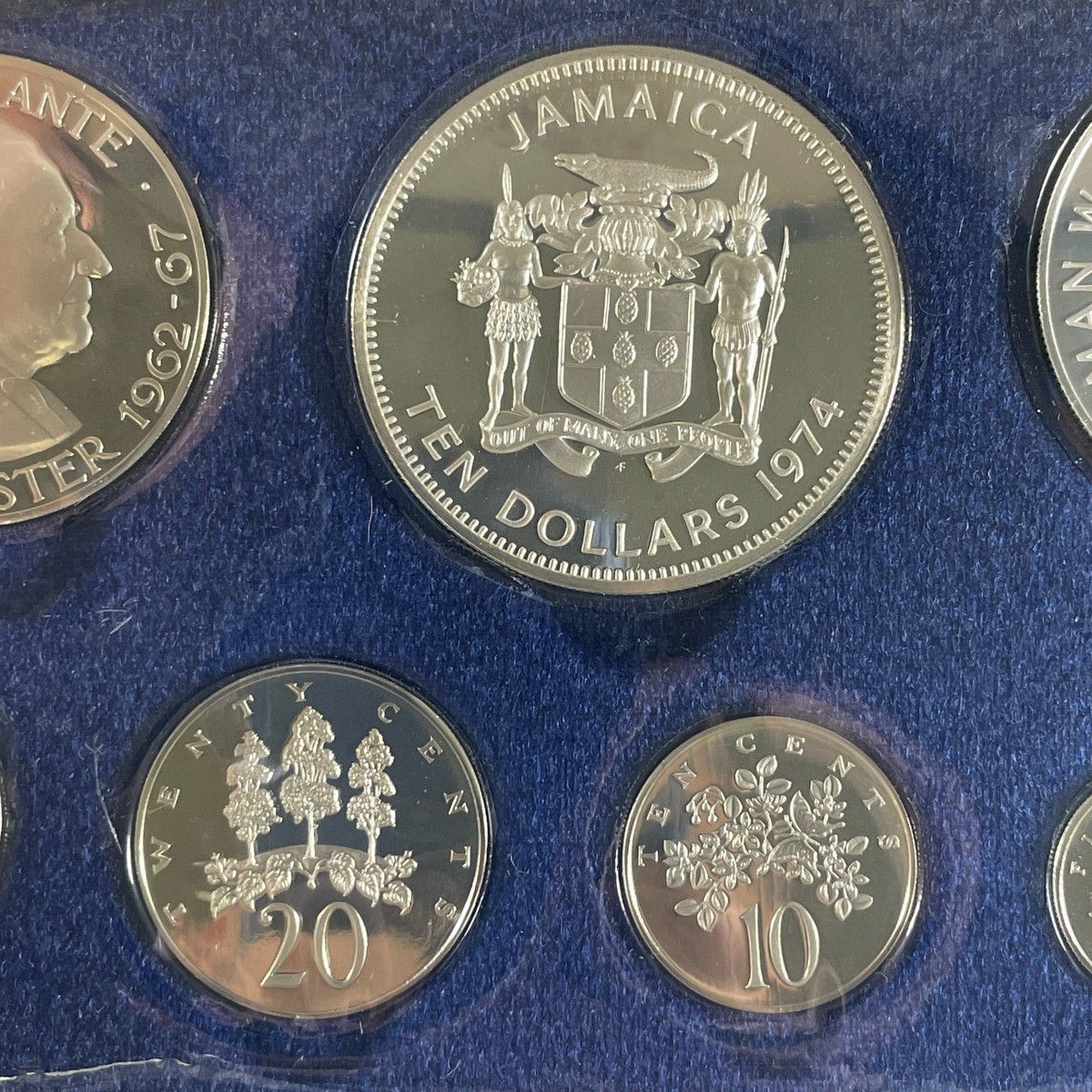 1974 Jamaica 8x Coin Proof Set Lot#B3330 Silver! With Case
