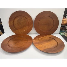 Ehrenreich Denmark Teak Wood Charger Plates Set of 4 MCM Danish Modern