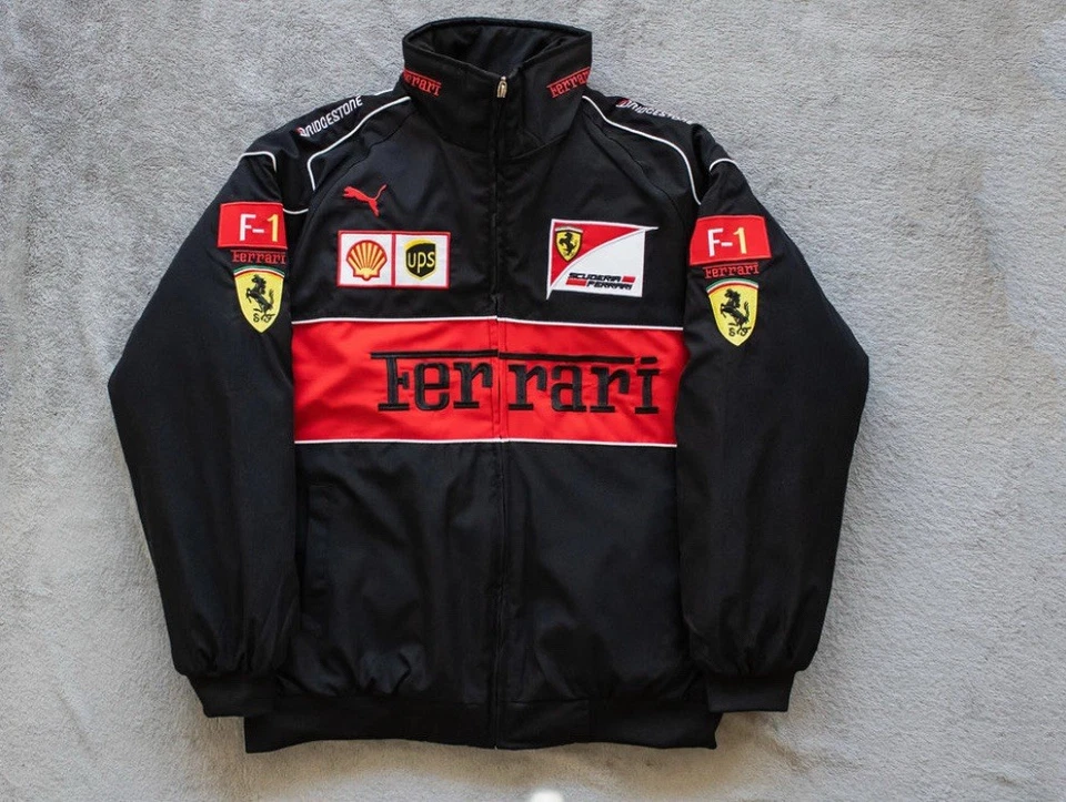 Vintage Ferrari Racing Jacket F1 Team Scuderia Embroidered Logo Mens  Red& White - Image 2 of 4
