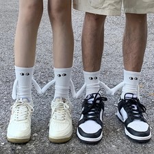 6 Pairs Magnetic Socks With Hands Women Men Fashion Black White Funny Cut