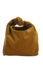 Merit Womens Corduroy Tie Closure Small Satchel Shoulder Handbag Brown