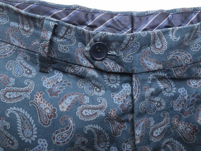 Etro Shorts Kurze Hose Grün Blau mit Paisley Muster Gr. 50 Made In Italy