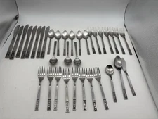 Interpur Cortina Japan Stainless Flatware 36 Pc Fleur de Lis MCM Set
