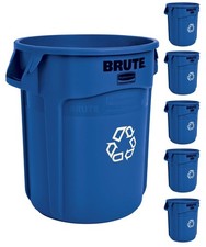 Trash Can Heavy Duty Round BRUTE 20 Gallon Blue Pack Rubbermaid Commercial Waste