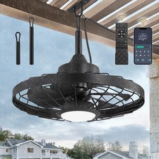 20" Outdoor Ceiling Fan with Lights,IP65 Waterproof Gazebo Hanging Fan with R...