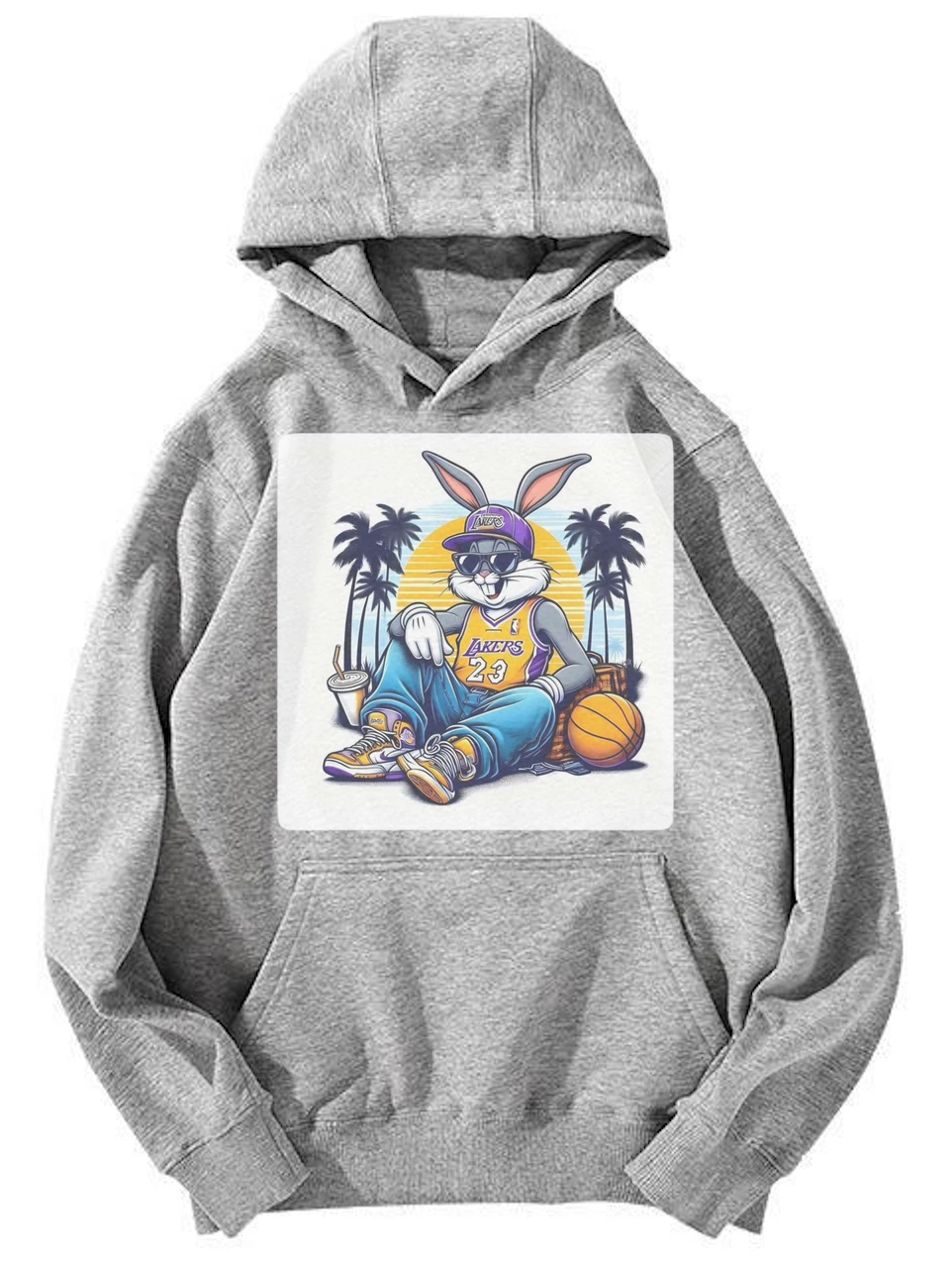Bugs Bunny Lakers Casual Graphic Hoodie