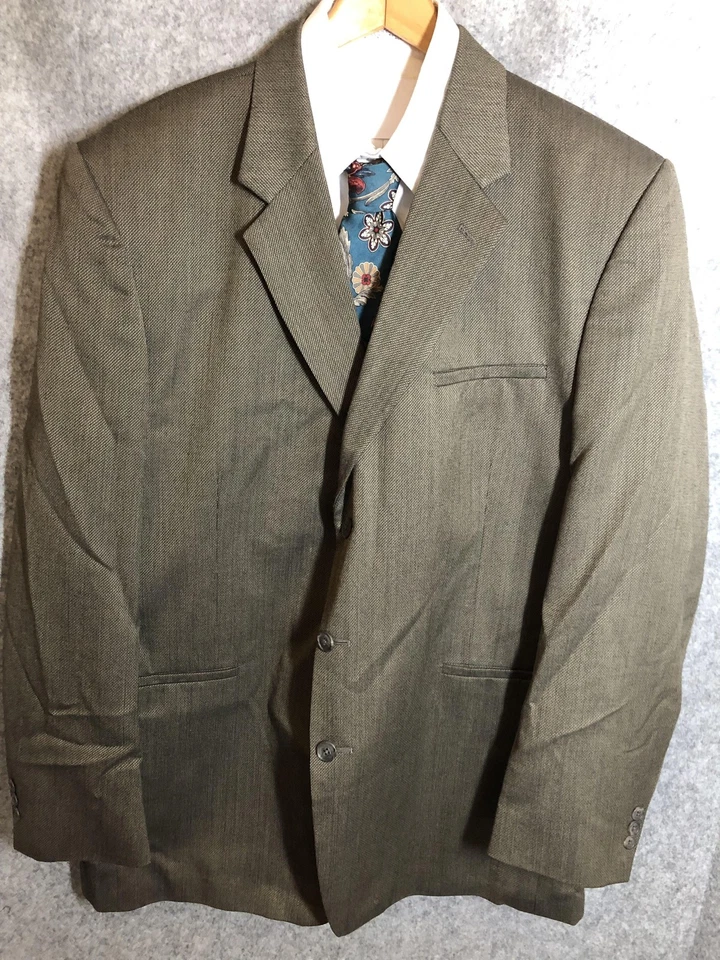 Blazer Abrigo Deportivo J. Ferrar Para Hombre 46 Largo Marrón Ajuste Personalizado Mezcla de Lana 2 Botones Foto 3 de 4