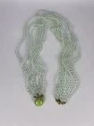 Vintage Green Beaded Clasp Necklace Layering Costume Jewelry 23" Long