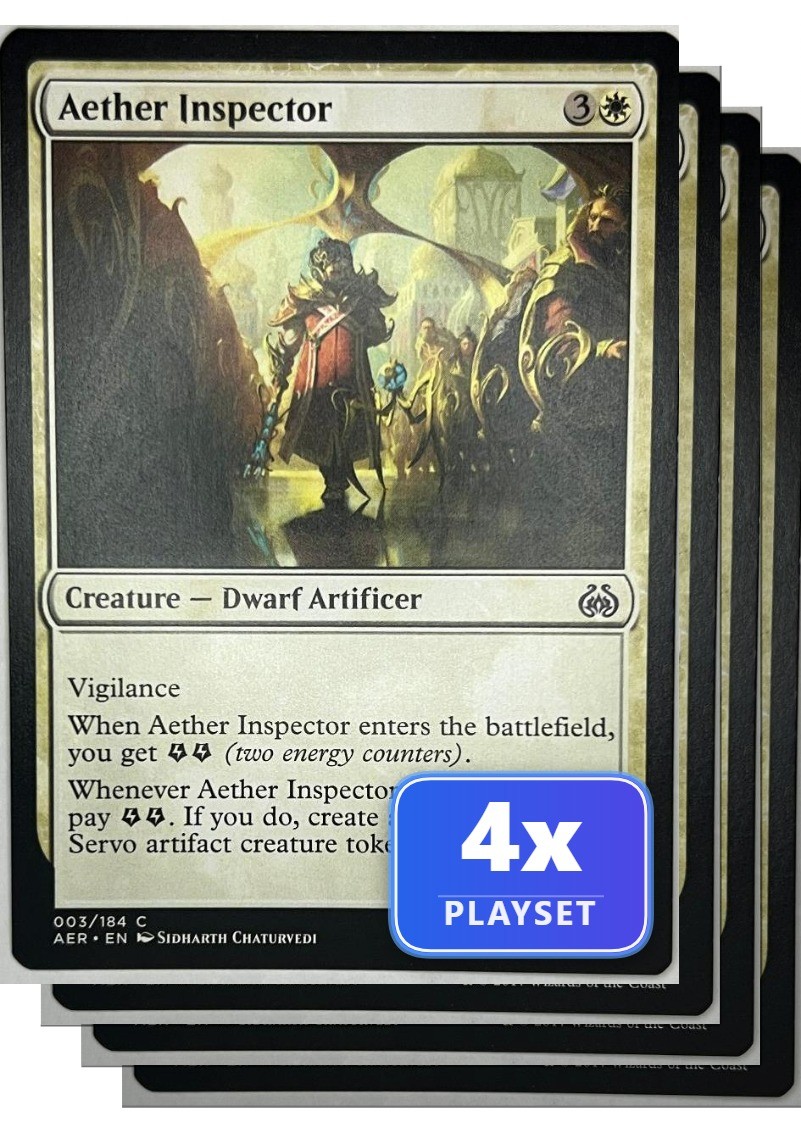 Playset of 4 Aether Inspector 3 Common Aether Revolt Magic: The Gathering LP