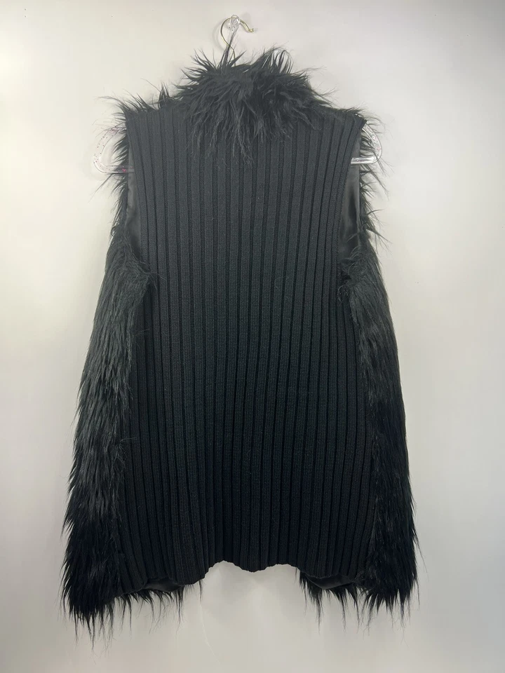 Женский жилет из искусственного меха Adrianna Papell размер M черный воротник-стойка свитер сзади - Изображение 4 из 4