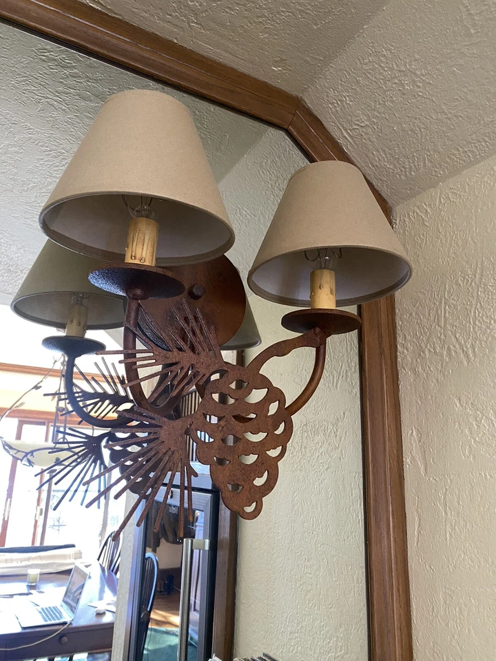 Steel Partners Cabin Shack Wall Sconce Lamp 2 Light Pinecone Branch $435 retail - Image 3 of 4
