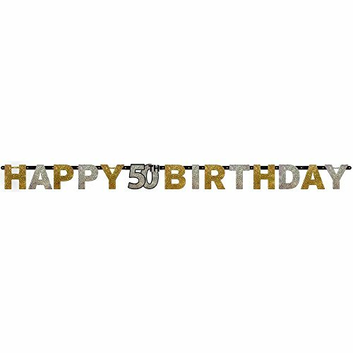 amscan 120206 50th Happy Birthday Letter Banner Glittery Gold-214m x 17cm-1 Pc 4490₽