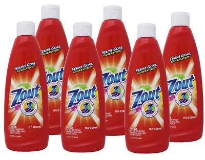 6 Pack of Zout Stain Remover Triple Enzyme Liquid 12 Ounce