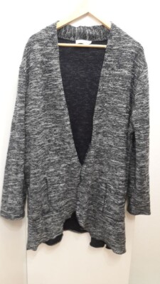 Ulla Popken Strickjacke lang Long Cardigan 46/48 schwarz weiß Salz