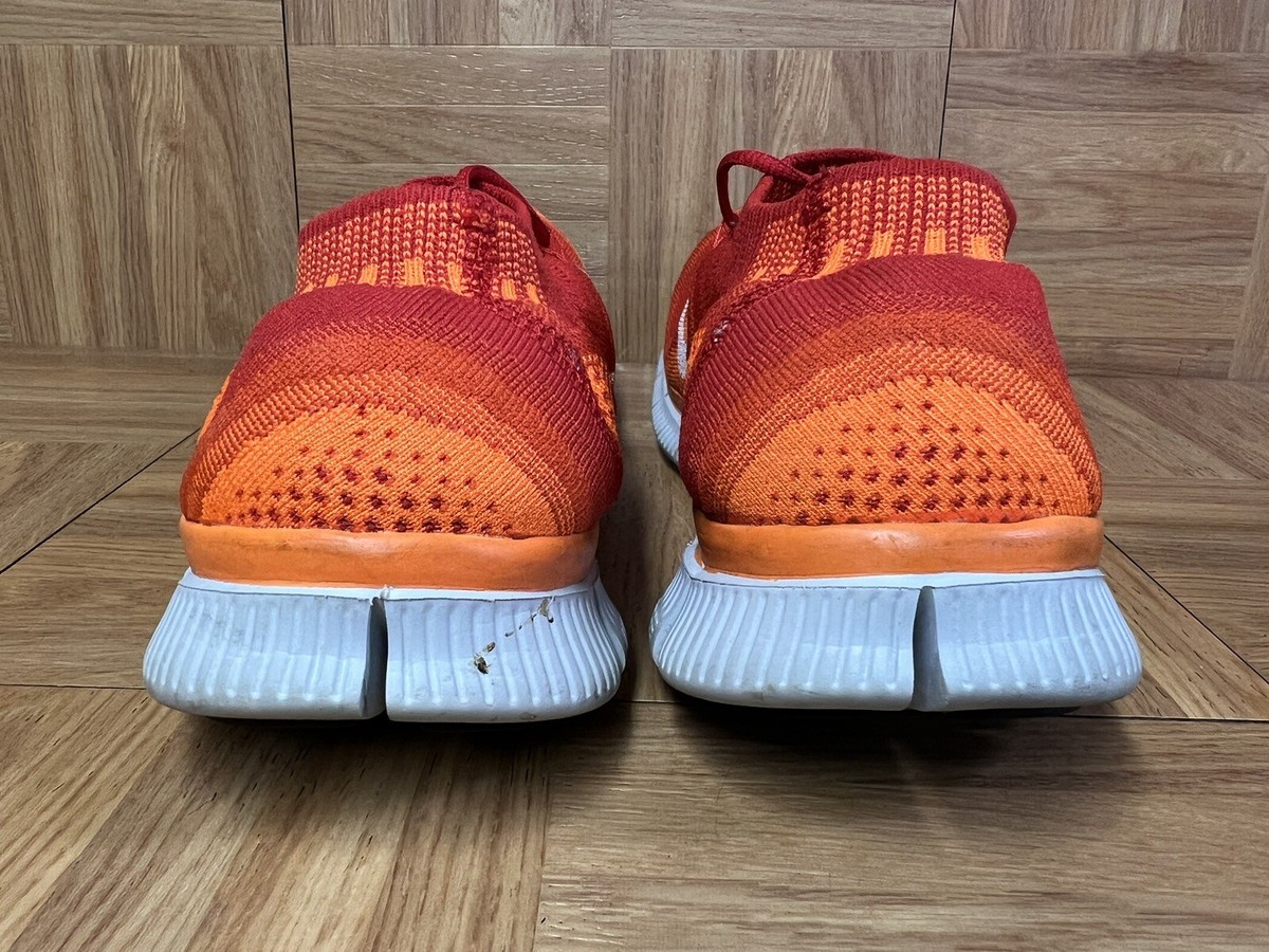 RARE? Sz 12.5 - Nike Free Flyknit+ Team Orange Blue Glow  display picture 2