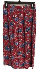 Vintage Jane Schaffhausen Belle France Red Floral Rayon Back Zip Skirt Size 6