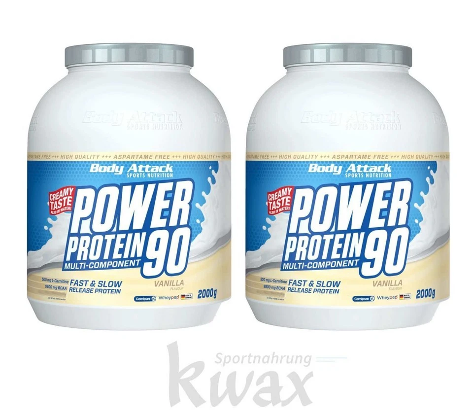 (EUR 29,41/kg) 2-er Pack - Power Protein 90 Body Attack 2 x 2000g