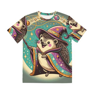 All Over Print T Shirt Hedgehog Wizard Illustration Magical Fantasy