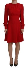 DOLCE & GABBANA Dress Red Silk Sheath A-line Knee Length IT38/US4/XS RRP 2930usd