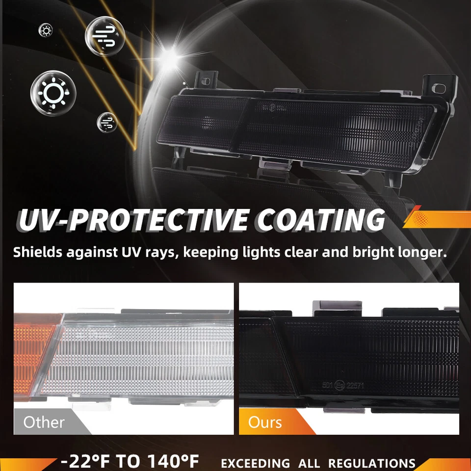 Luces de señalización lateral de señal de giro de esquina delantera con lente de humo para Corvette C4 1984-1987 Foto 3 de 4