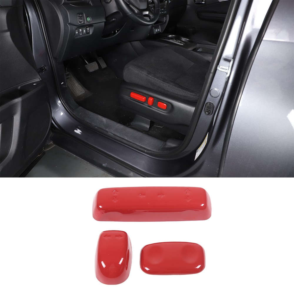 ABS Red Car Seat Adjusment Button Cover Accessories Caps For Honda Pilot 2015-22