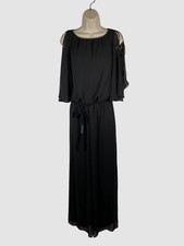 Msk Women's Black Rhinestone Cold-Shoulder Scoop Neck Jumpsuit Size S