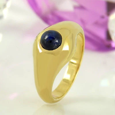Ring Bandring 750 Gelbgold 18K Saphir Edelstein Cabochonschliff Gr. 55 8,5 Gramm - Bild 1 von 4