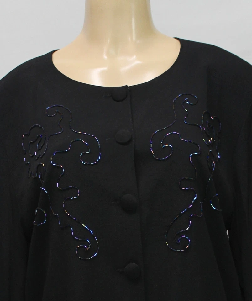 148 美元 Carole Little 女式西装外套长袖黑色 14 码 — 第 2/4 张图片