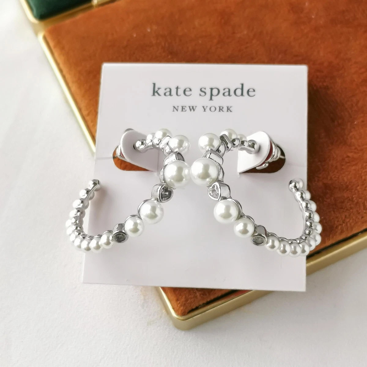 Kate Spade Silver Pearl Caviar Hoop Earrings eBay