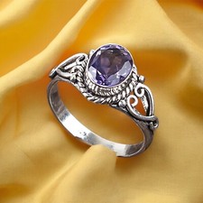 Natural Iolite Gemstone Ring All Size 925 Solid Silver Jewelry Gift For Her DS