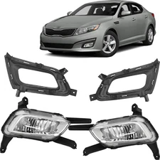 Front Fog Lights & Bezels Trim Passenger Driver 2pcs for 2014 2015 Kia Optima