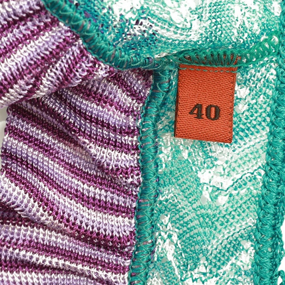 Missoni Mare Blue Zig Zag Knit Purple Ruffles Romper Playsuit Shorts size 40 - Image 4 of 4
