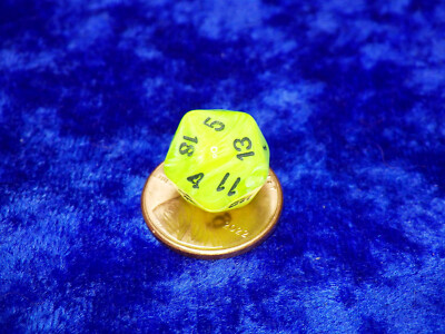 Vortex Bright Green Black Mini Polyhedral D20 Twenty-Sided Die RPG Tabletop