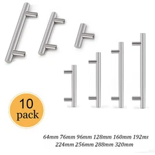 10Pack Brushed Nickel Cabinet Pulls Stainless Steel Drawer T Bar Handles 2"-12"