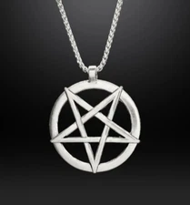 Large Inverted Pentagram Magic Pendant Necklace Satanic Baphomet Occult