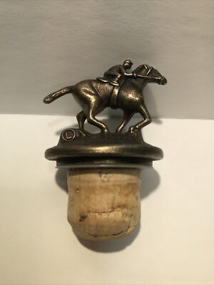 Blanton's Whiskey Bourbon Cork Bottle Stopper w Race Horse & Jockey Letter ''L 