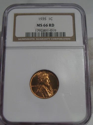 BU RED GEM 1935 Lincoln Wheat Penny NGC MS66 RD.  #24